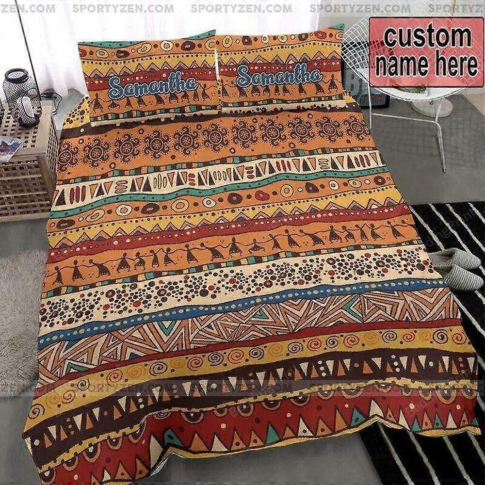 v1384 ملاءات سرير عرقية بوهو أفريقي نمط مخصص مخصص لحاف لحاف مجموعة مفروشات من 3 قطع (1 غطاء لحاف + 2 وسادة) سرير