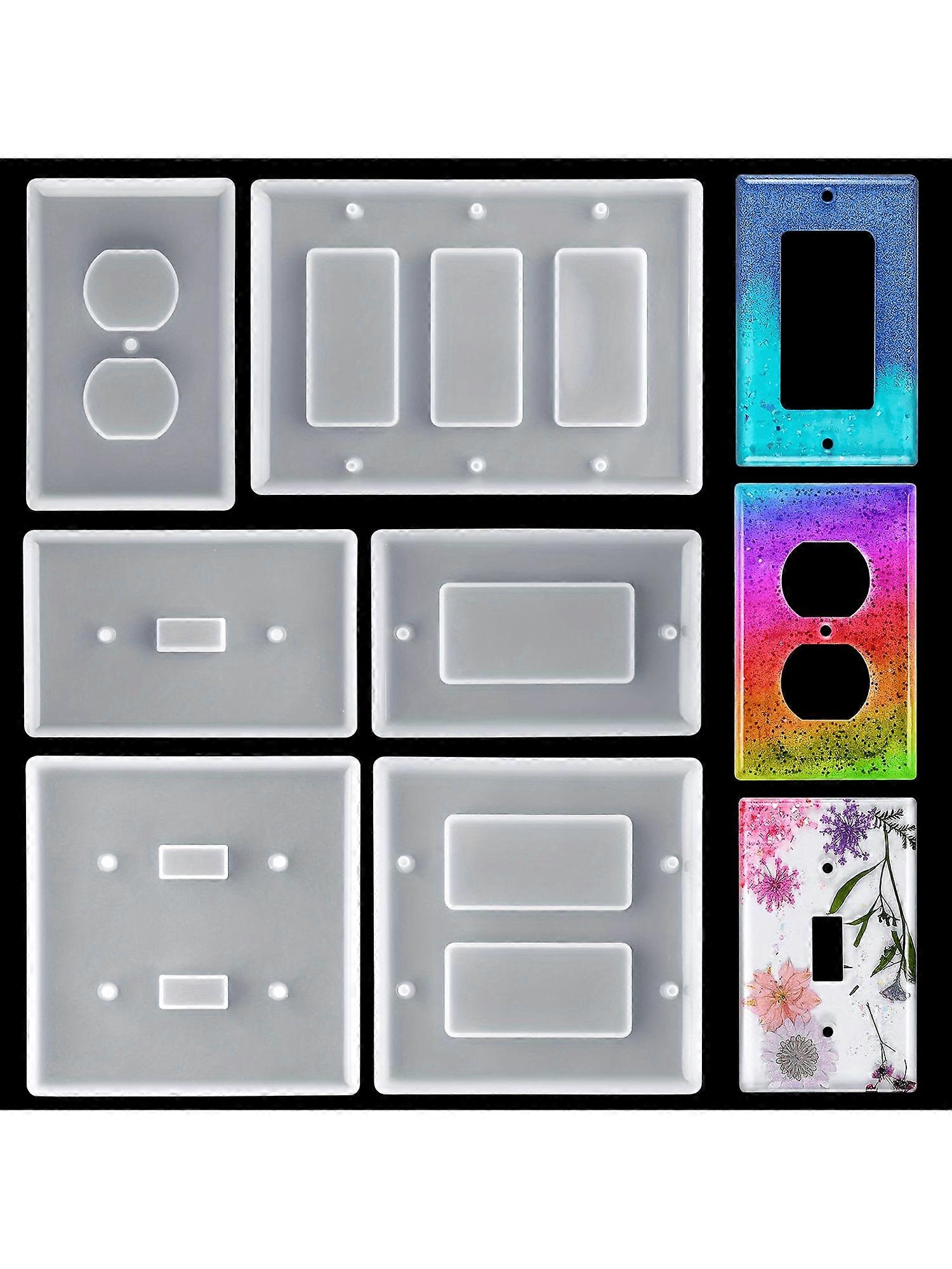6packs Resin Silicone Molds For Light Switch Cover, Standard Switch Socket Epoxy Molds, Diy Switch Cover Wall Panel Casting Molds, Home Decoration