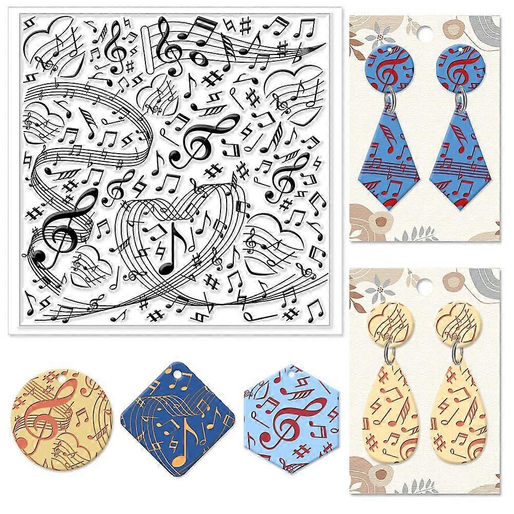 Silicone Clay Texture Mat Clay Modeling Pattern Pad Musical Note 140x140x3mm