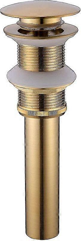 Brass Sink Waste Modern Pop Up Click Clack Sprung Plug No Slot No Overflow, Brushed Gold