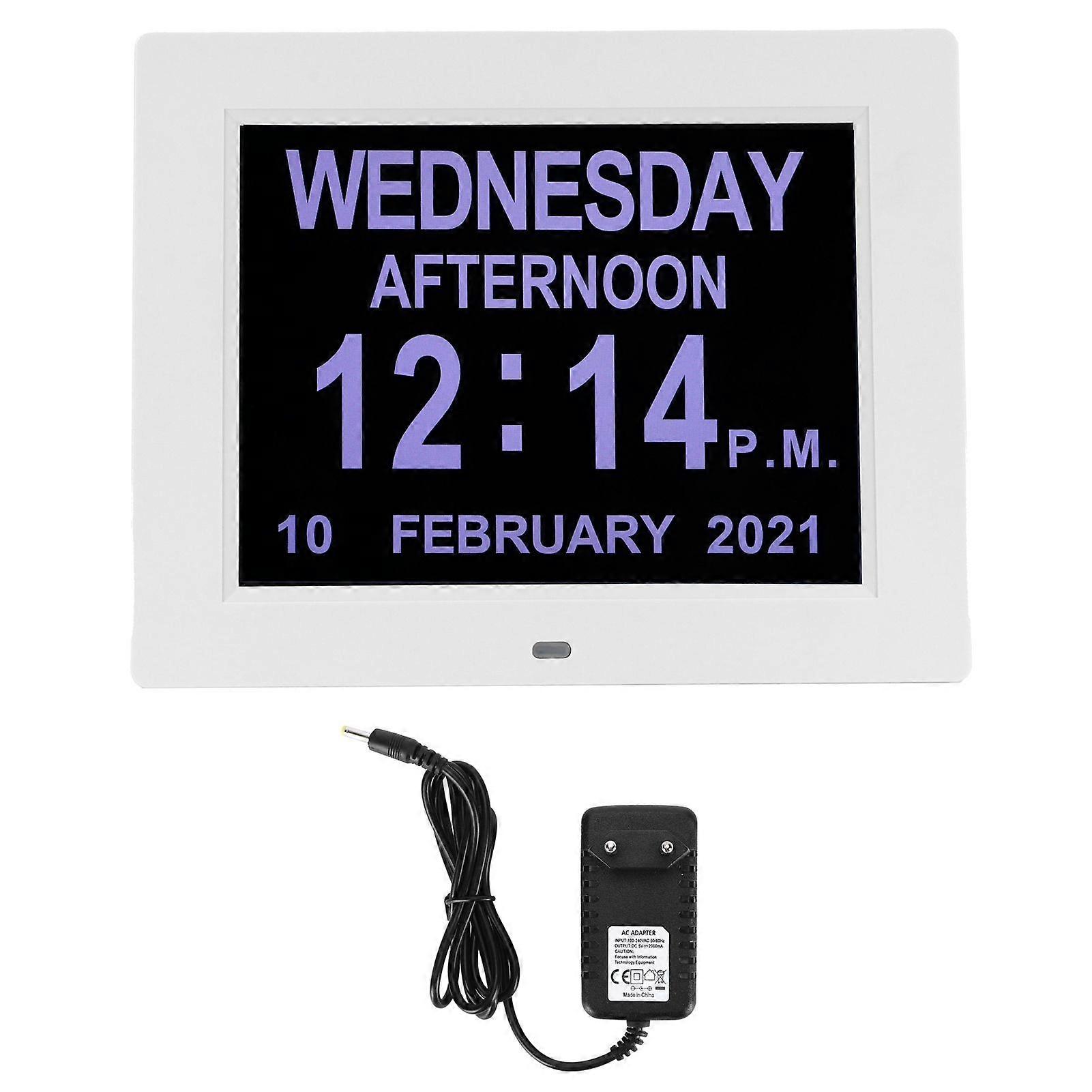 8 Languages Digital Day Clock LED Calendar Day/Week/Month/Year Clock for Elderly EU 100240V