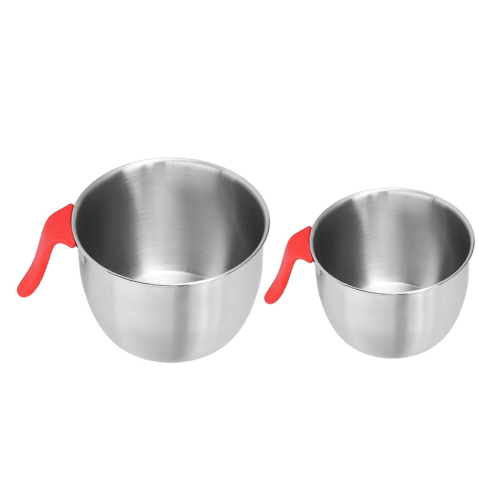 Stainless Steel Mixing Bowl with Handle Non Slip Deepen Splashproof Egg Whisking Bowl for Salad Serving(2800ML+3600ML )