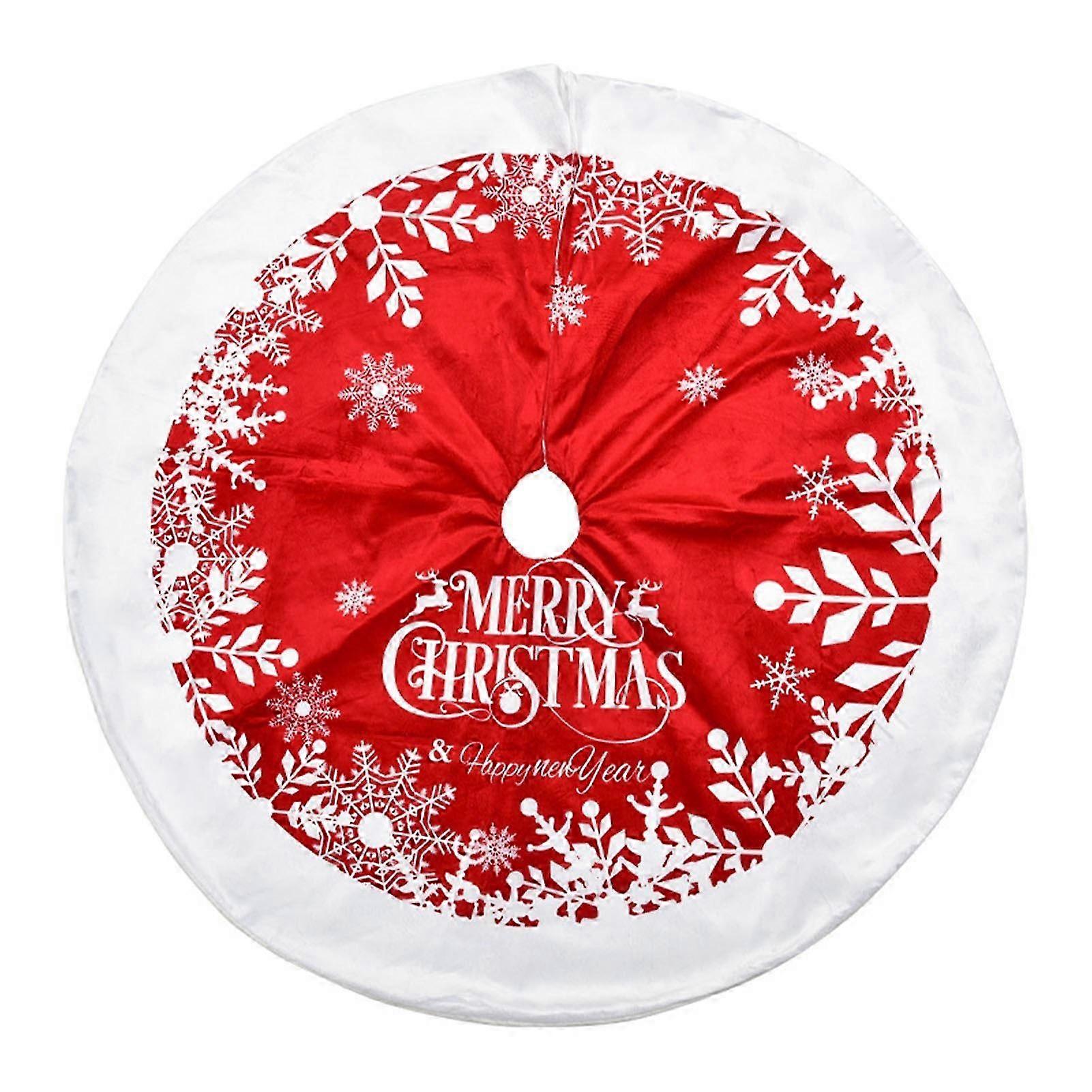 Christmas Decoration 122cm Red Super Soft Fabric Printed Tree Skirt Christmas Tree Bottom