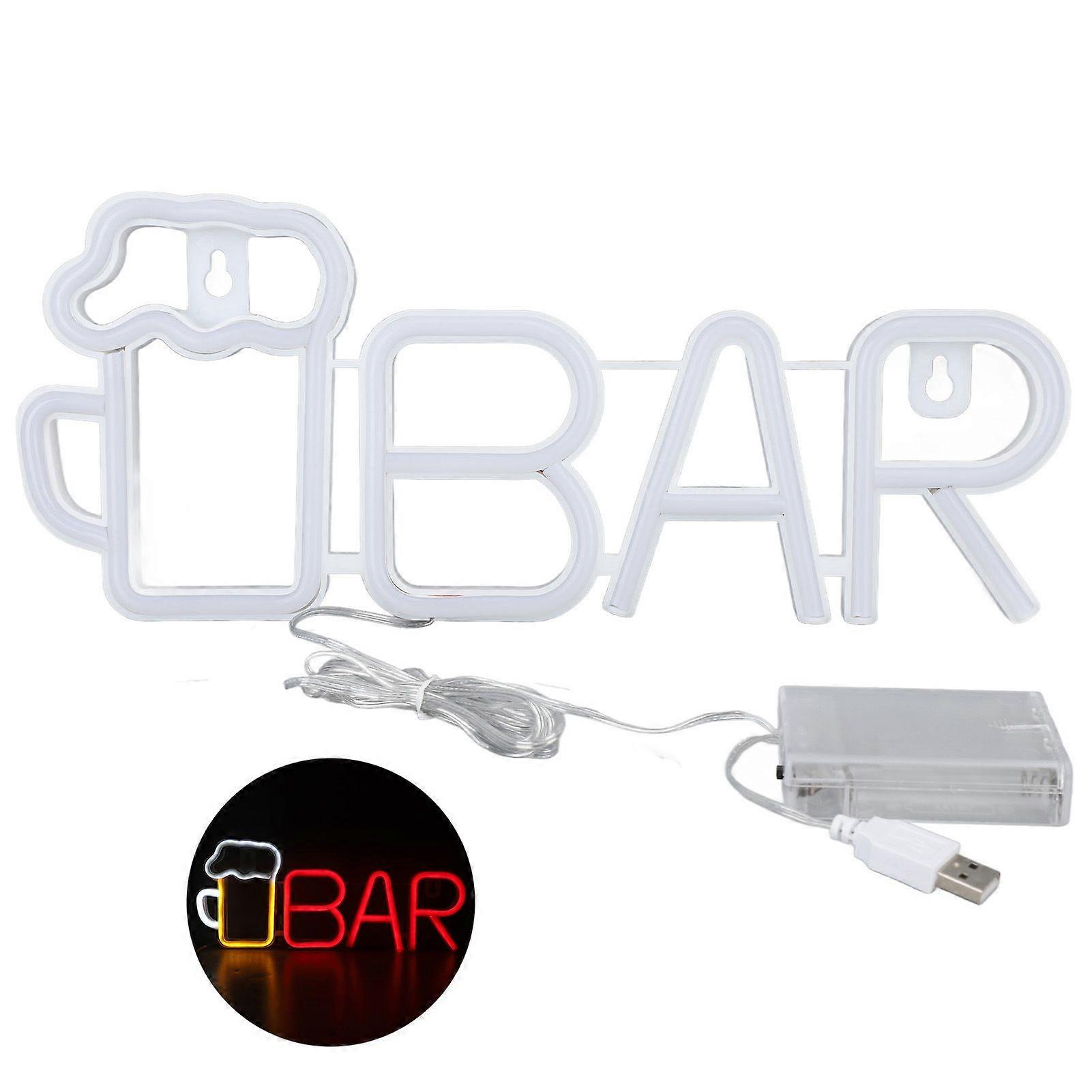 LED Neon Sign BAR Shape Design USB Or Battery Powered High Safety Widely Used Bar Neon Light for Bedroom Party Backyard Red BAR