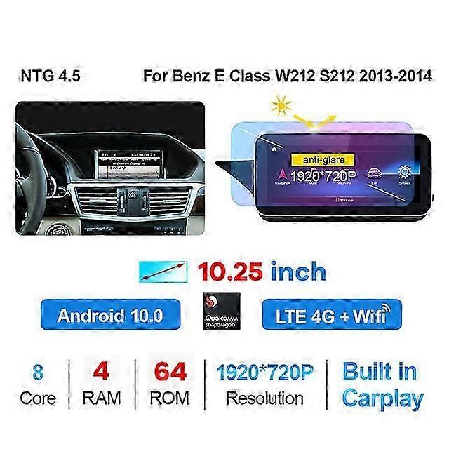 10.25"/12.3" Android 11 Qualcomm 6+128G Car Multimedia Player GPS Radio for Mercedes Benz E Class W212 E200 E230 E260 E300