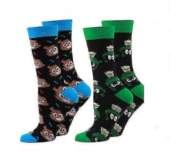 Novelty Socks Crew 2 Pair Set Prints Halloween Ghost Pumpkin