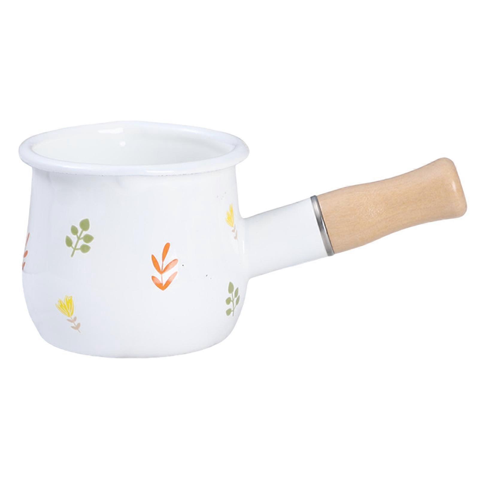 Milk Pot Butter Warmer 400ml Capacity Cookware with Wooden Handle Milk Pan Small
