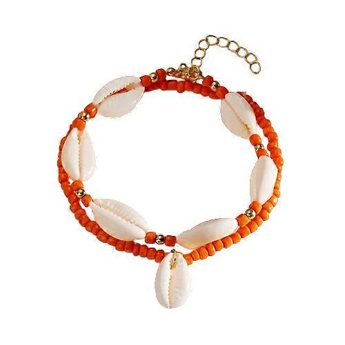 2 قطعة / مجموعة خلخال البوهيمية اليدوية شل مجموعة للنساء الملونة الراتنج الخرز حافي القدمين الكاحل سوار الصيف مجوهرات الشاطئ