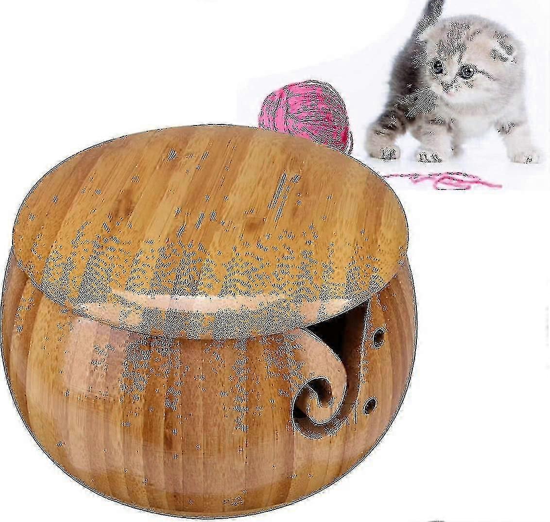 Träskål för garnförvaring, handgjord träskål för vävtråd