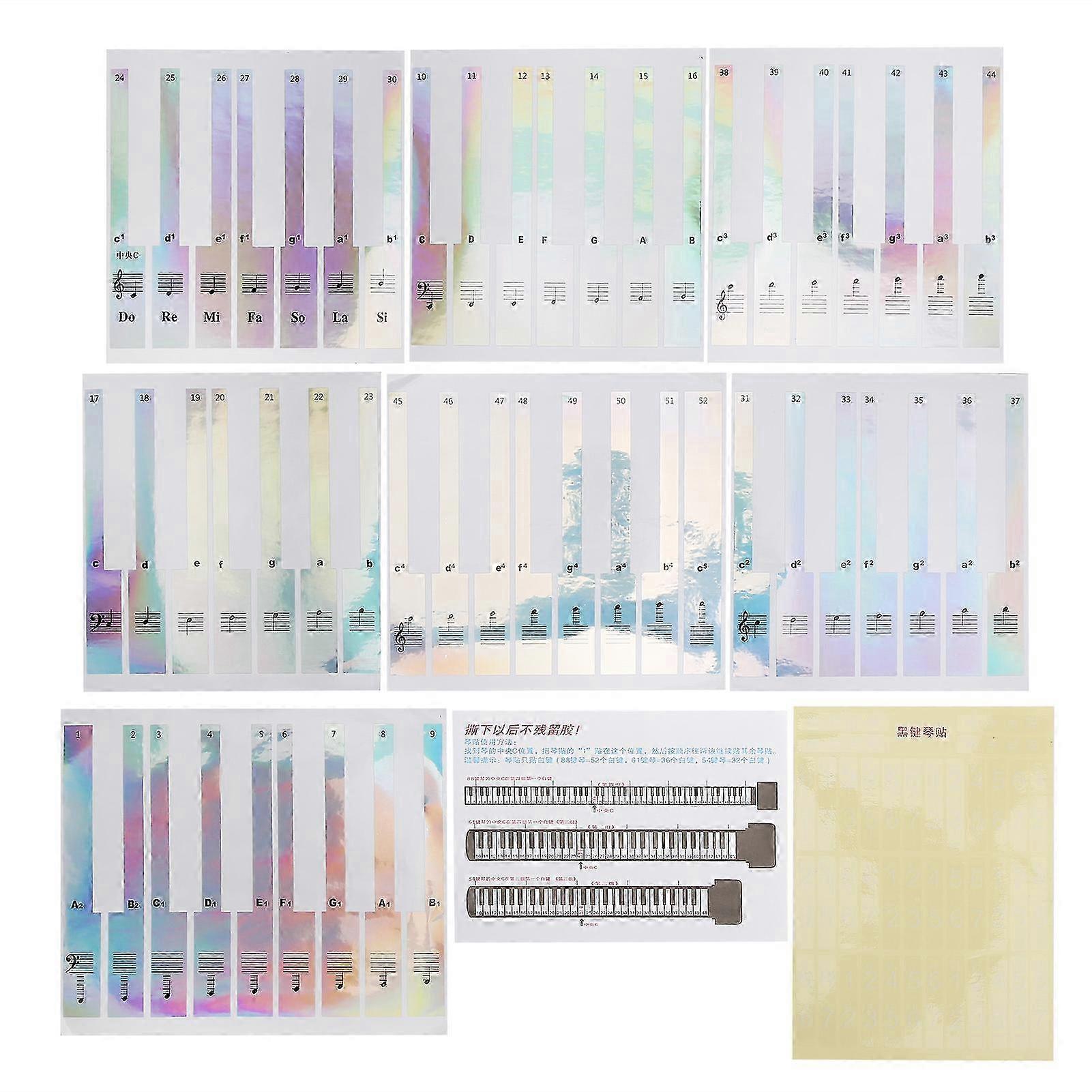 Piano Sticker 88 Key Staff Gradient Electronic Organ Notes Button Decoration StickerGradient