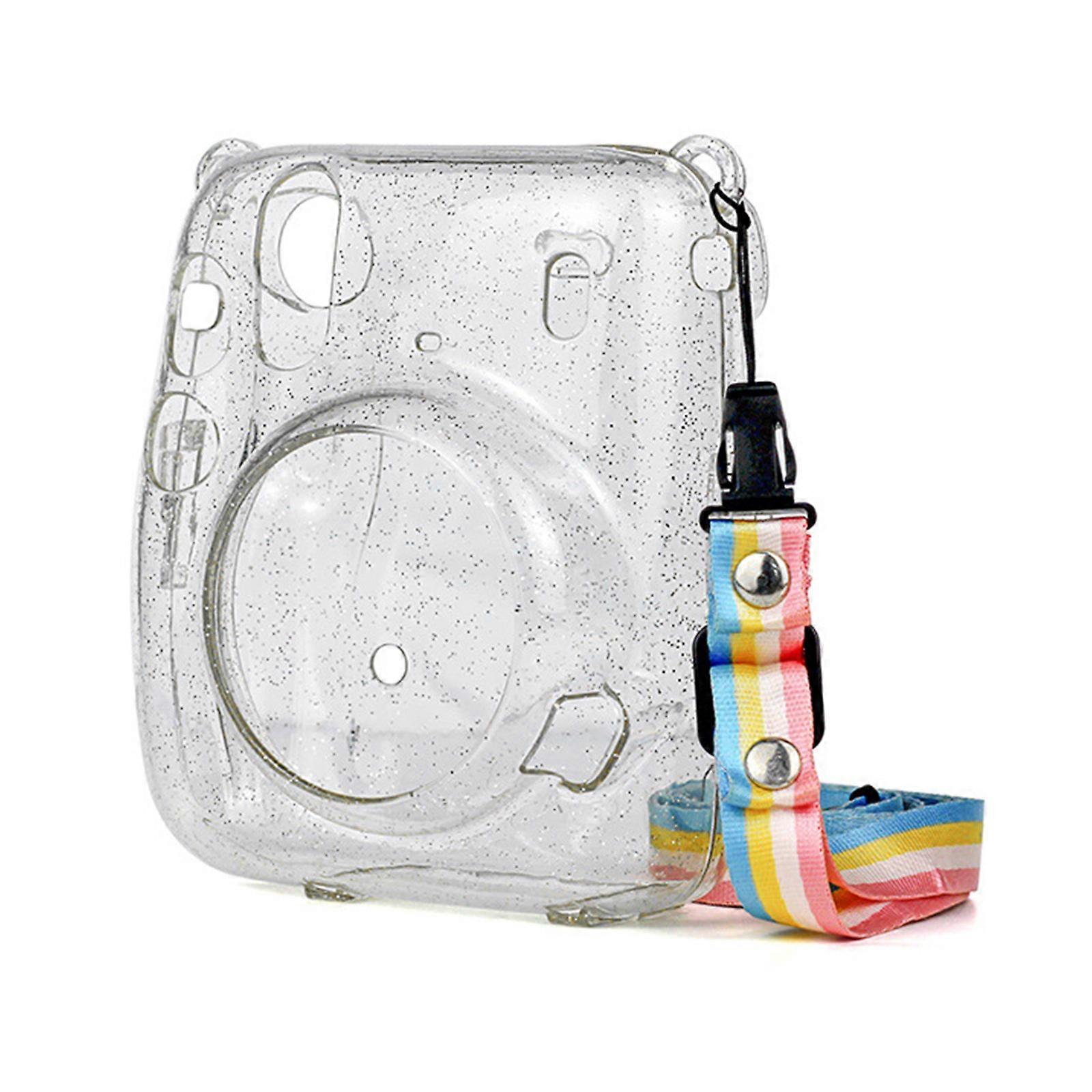 for Mini 11 Crystal Transparent Protective for Case Cover Bag Instant Camera Bag for Shell with Strap Replace Transparent glitter