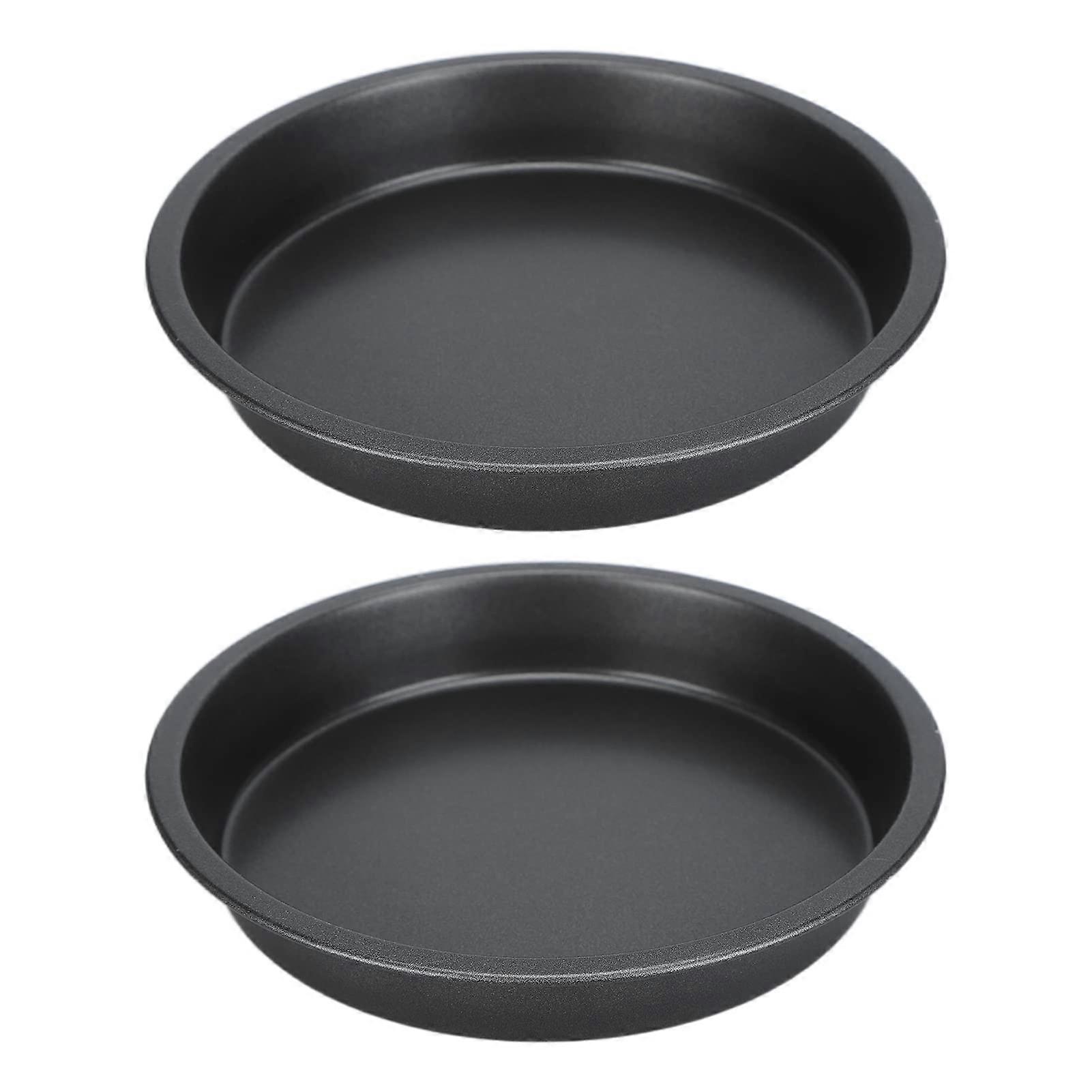2Pcs Carbon Steel Non-Stick Deep Pizza Pan Set, 9 Inch Round Baking Sheet for Biscuits, Cakes, and Oven Use