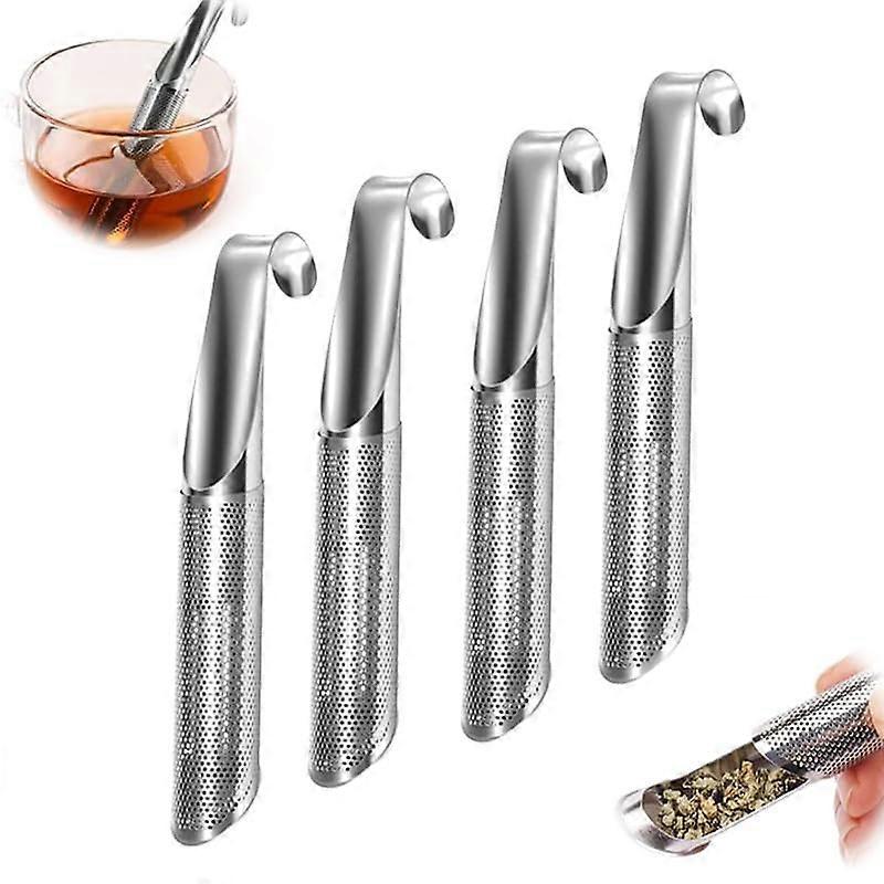 Stainless Steel Tea Diffuser Set, 2024 Creative Pipe Infuser with Hanging Hook, Fine Mesh Strainer for Loose Tea & Coffee (4PCS)