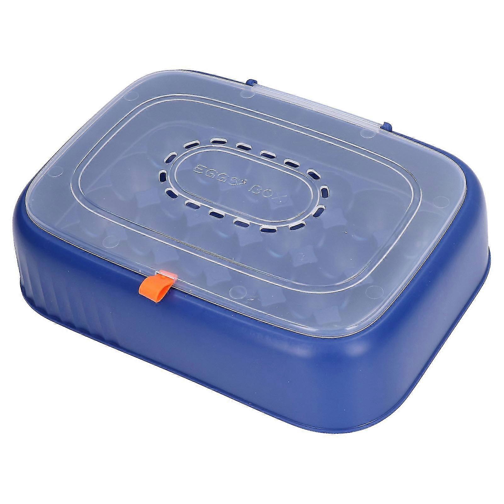 24 Eggs Containers ABS Egg Tray Storage Box Refrigerator Organizer Bins with Breathable VentsDark Blue