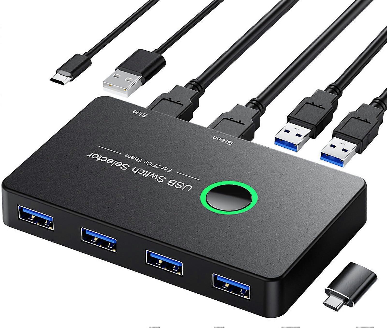 USB 3.0 Switch, USB Switcher 2 Computers Share 4 USB for PC Mouse Keyboard Printer Scanner
