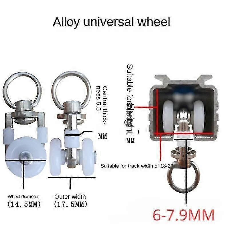 10PCS Curtain Track Roller Ceiling Pulley Gliders Silent Hooks Curtains Metal Wheels Rail Rollers Mount Sliding Pulleys Rails