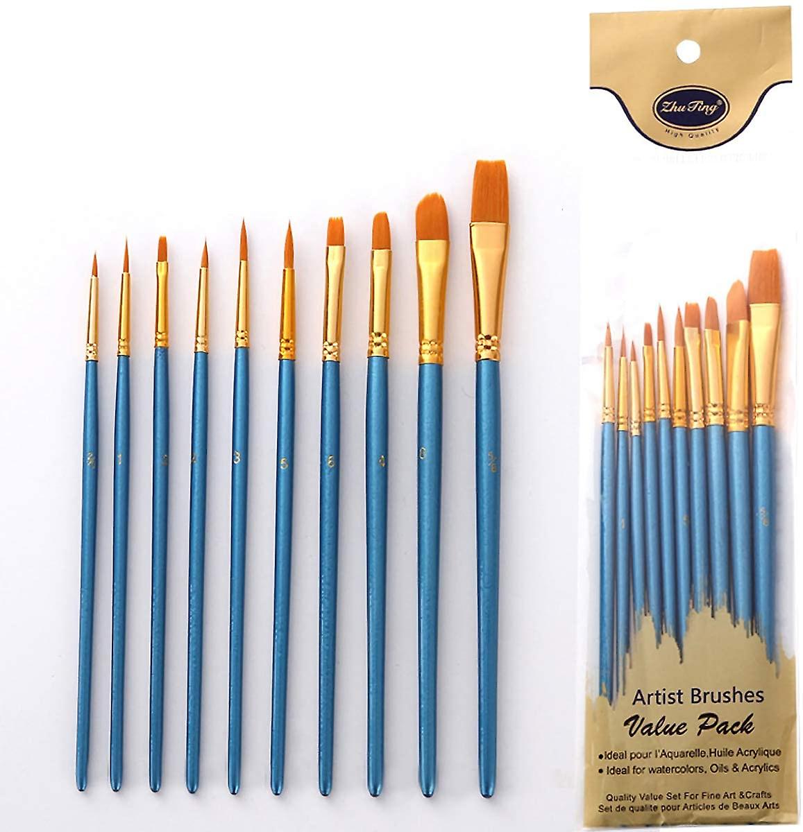 10 Stück Acryl Pinsel Blau