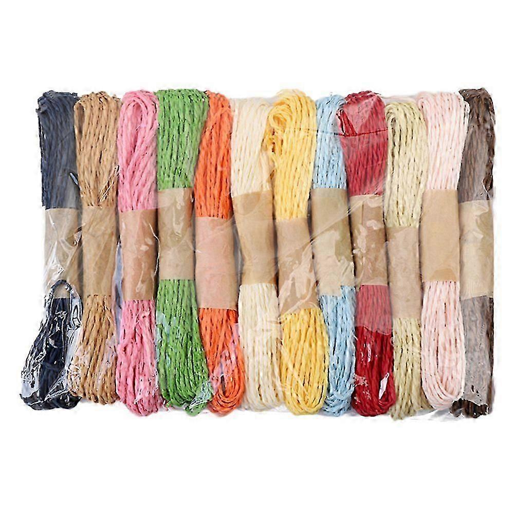 12 Roll 10M Paper Rope DIY Colorful Twisted Craft String Strap Favor Gift Wrapping Twine (Mix Color)