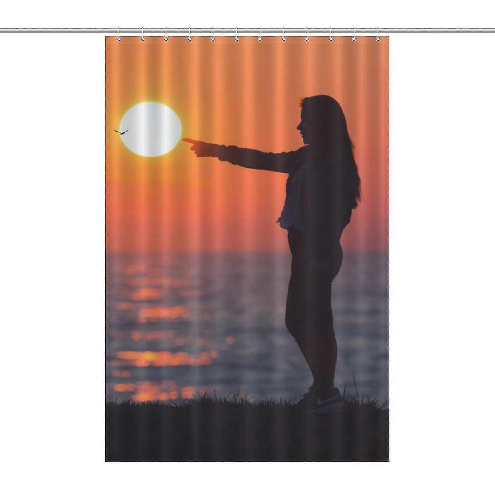 美しい女の子プリントシャワーカーテン