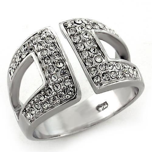 Sterling Silver Ring Top GRD Crystal Clear LOAS1137 for Women Style Rhodium