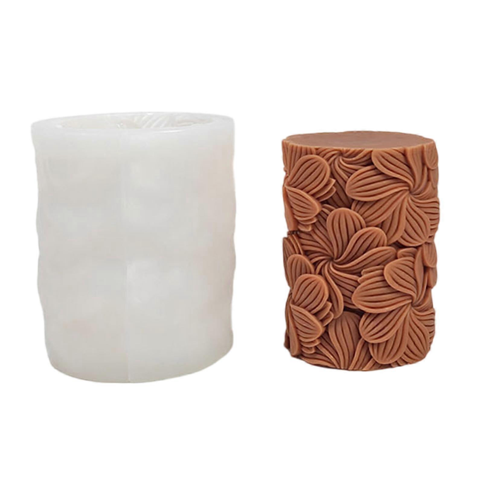 Cylinder Shape Silicone Candle Molds for Epoxy Resin Leaf Cylinder Silicone Molds for Candle Soap Home Decoration