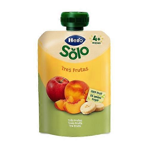 Three fruit bag solo 4m+ hero 100 g (Peach - Banana - Apple)