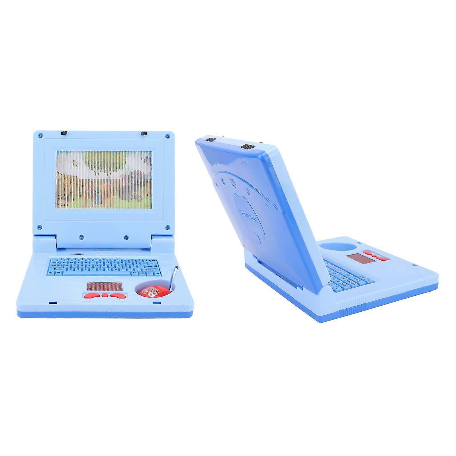 Kids Learning Laptop Educational LED Music Electronic Cognitive Development Simulation Computer Toy Blue Non Retractable Mouse