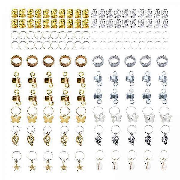 2x 140 Adet Saç Örgü Boncuk Saç Bobini Dreadlocks Bilezik Saç DIY için Set