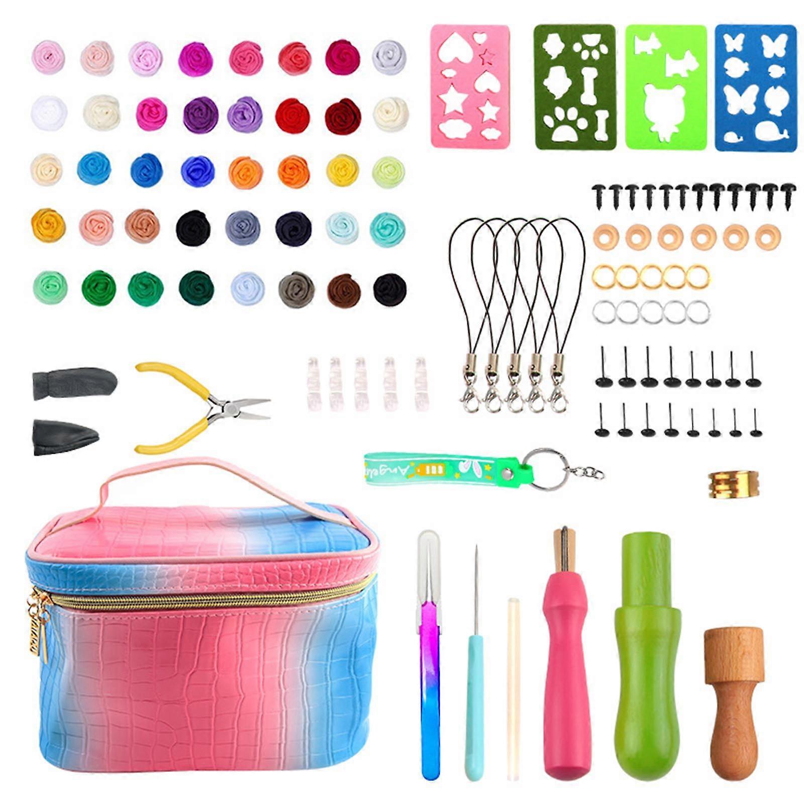 Creative and Practical Wool Felting Kits 40 Assorted Colors of Wool Fiber for DIY Embroidery Wool Felting Package