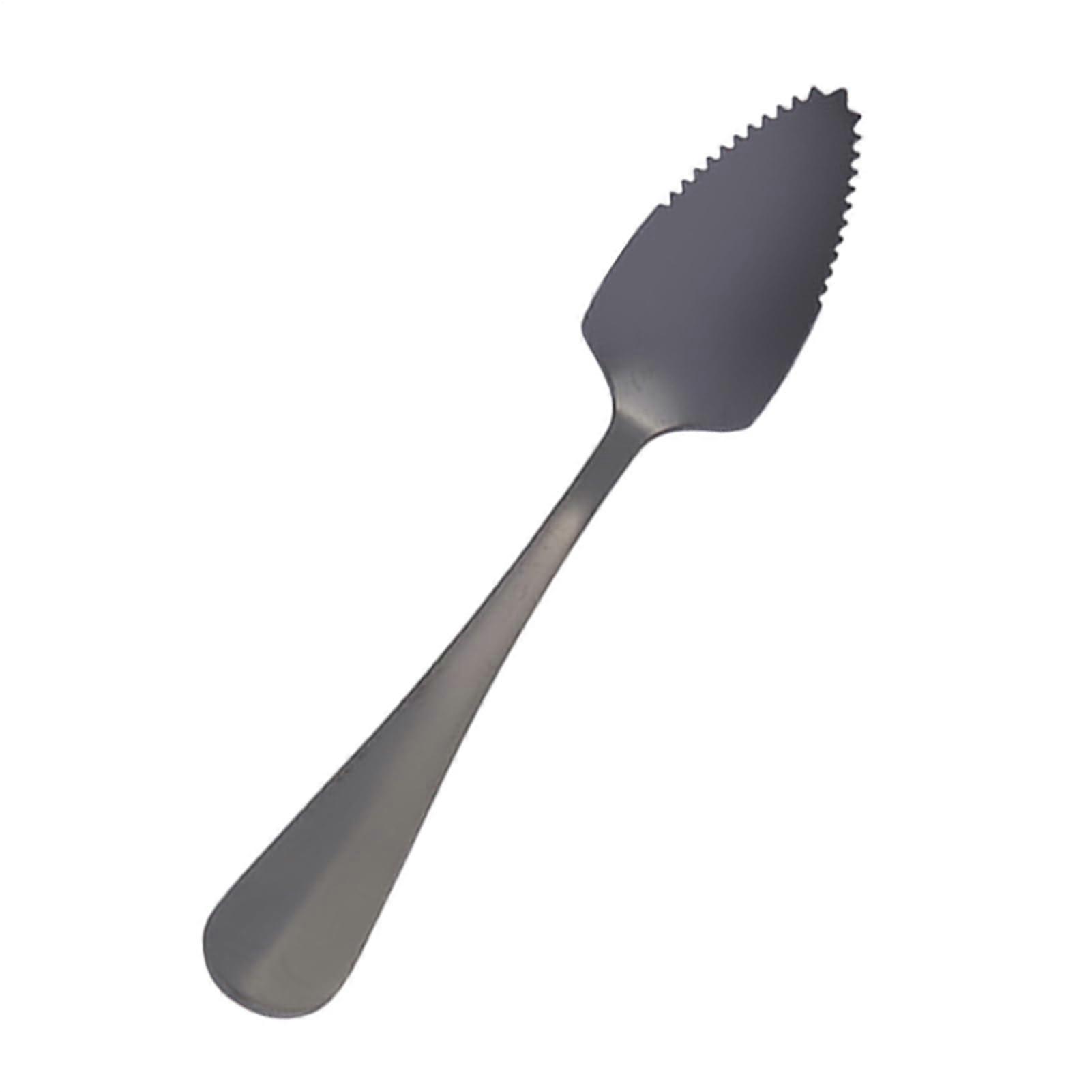 Grapefruit Spoon with Serrated Edge and Long Handle for Citrus, Kiwi and Dessert, Stainless Steel Black