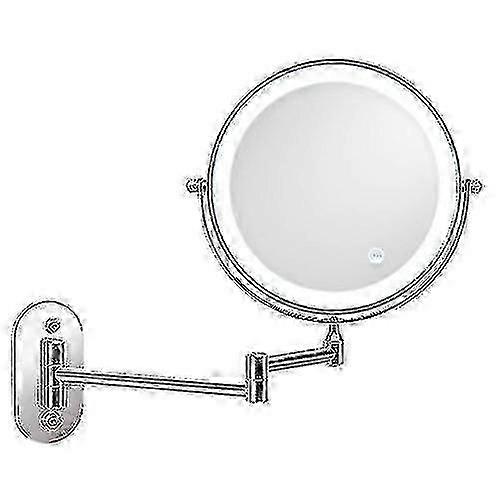8 Inch Wall-mounted Double-sided Makeup Mirror Led Three-tone Light Bathroom Mirror