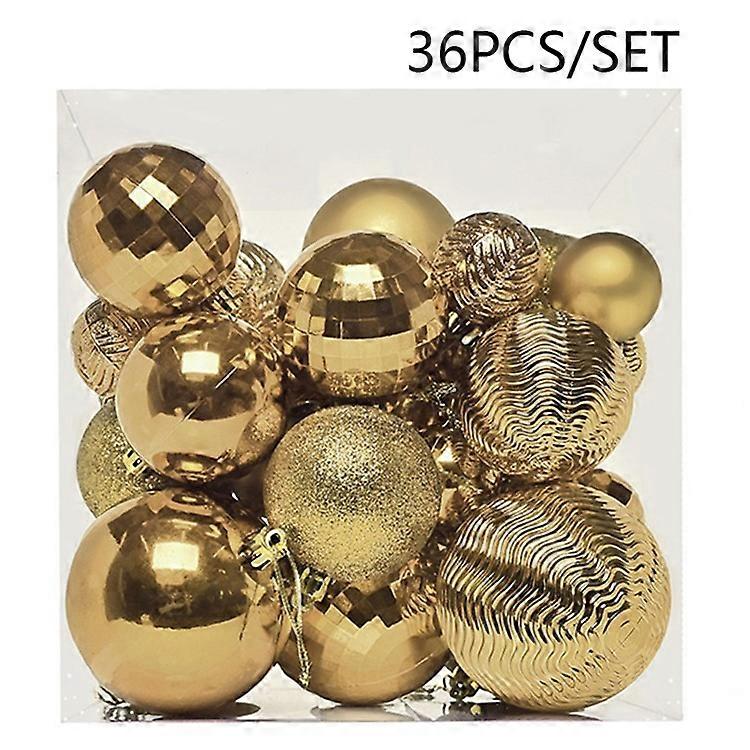 36Pcs 4 / 6 / 8cm Mixed Size Plastic Christmas Ball Ornaments Xmas Party Hanging Decoration