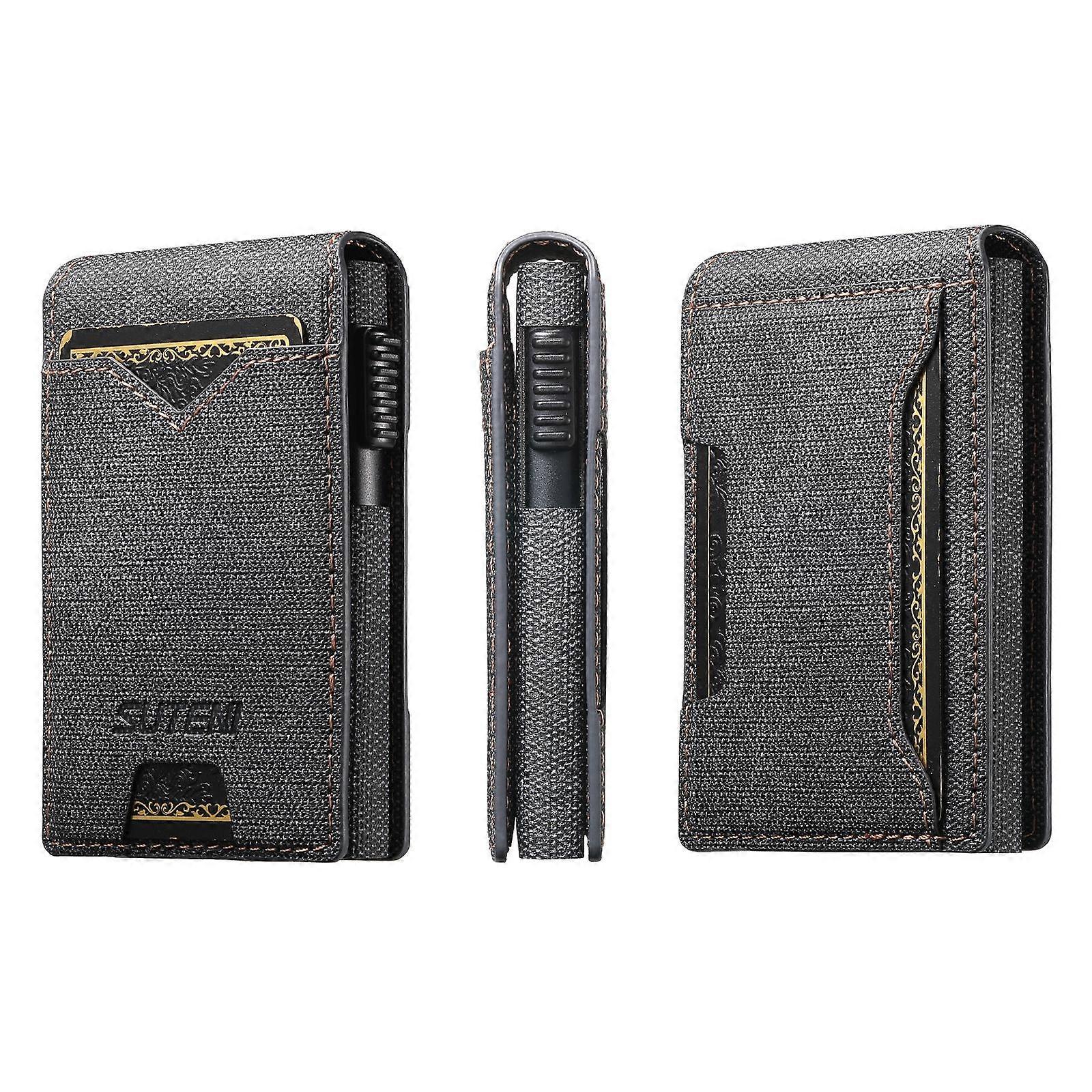 The Suteni denim pattern button automatically pops out the veneered printed card box