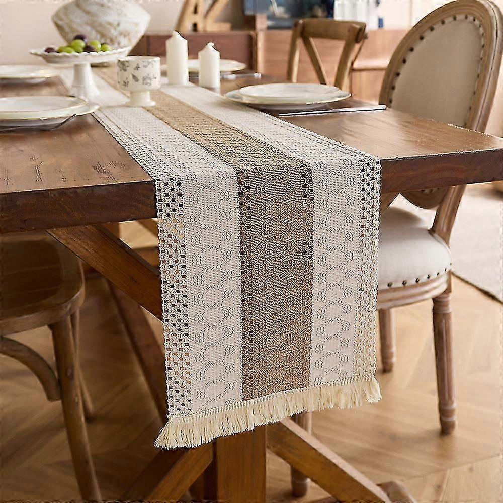 Two-Tone Patchwork Table Runner - Versatile Cabinet Cover with Stylish Design