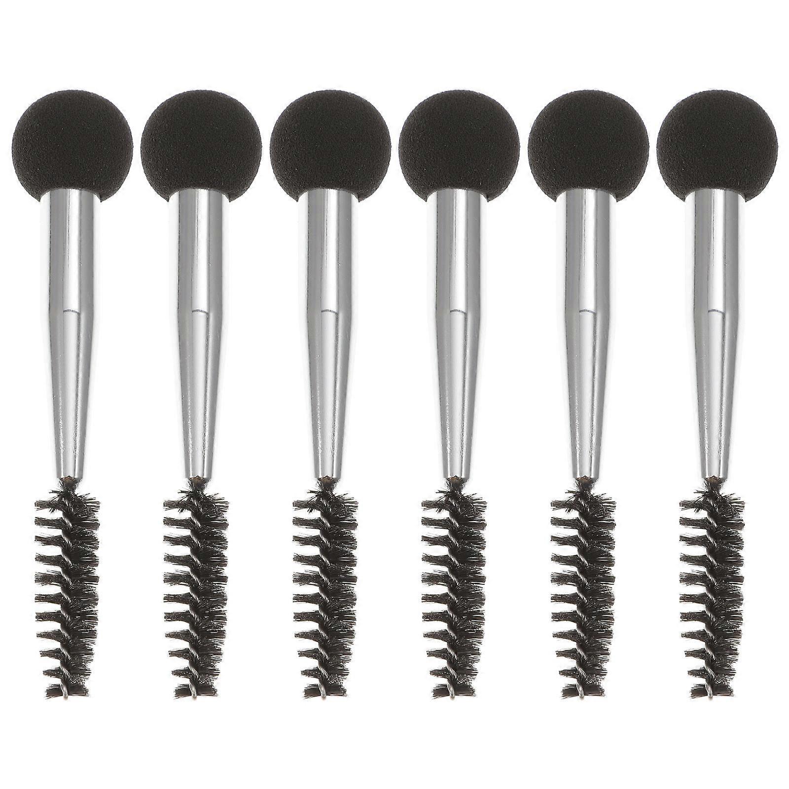 6PCS End Makeup Sponge Applicator for Eyebrow, Eyelash, Blending & Buffing – Comfortable Use, Black & Silver Design