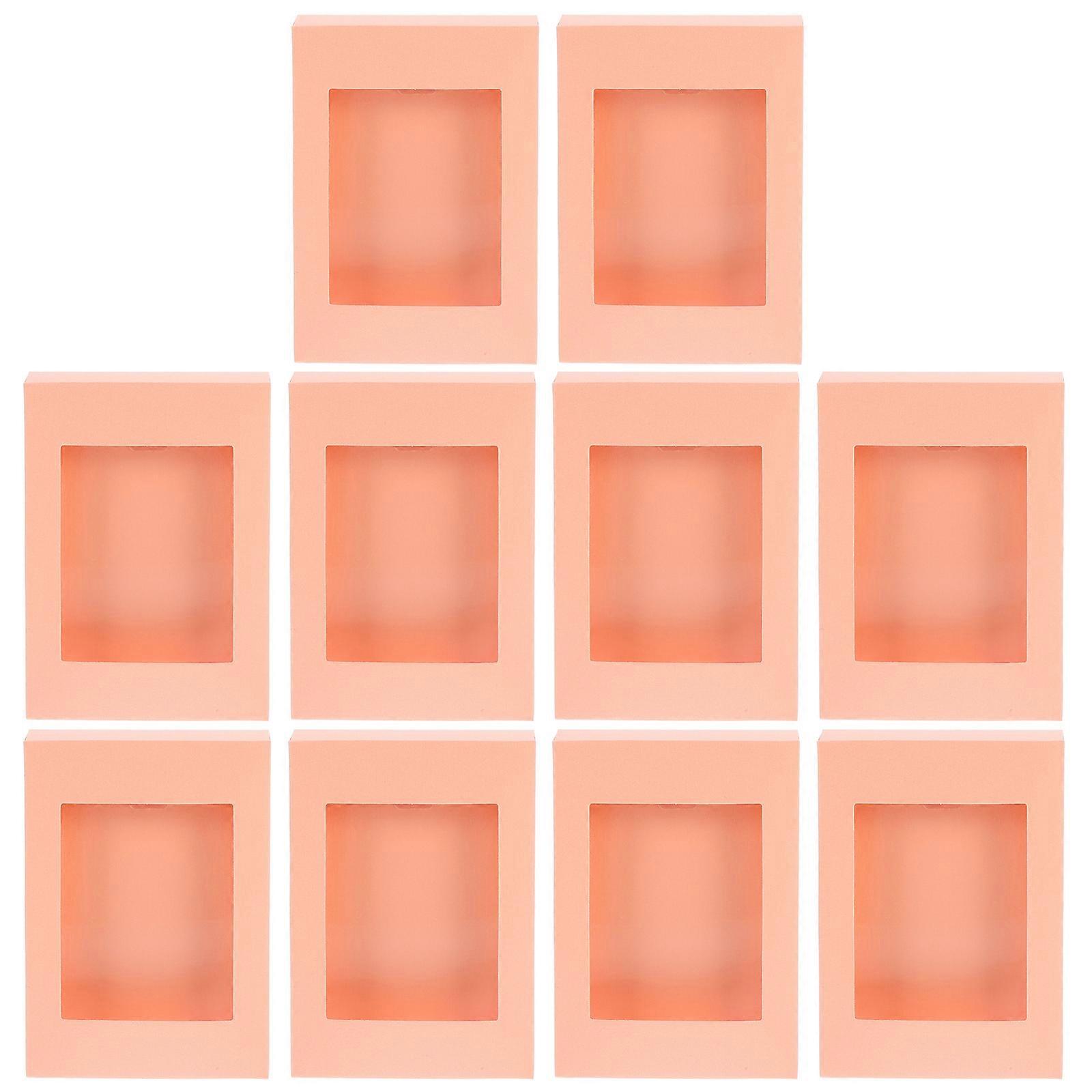 Pink Kraft Paper Gift Box with Clear Window for Home Parties and Special Occasions 10 Pieces