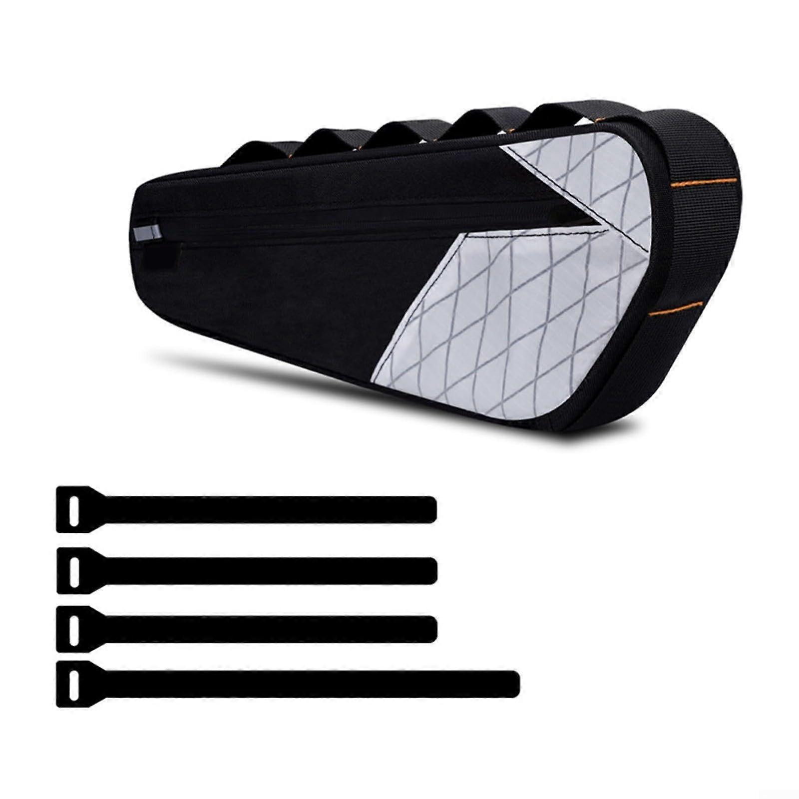 Bicycle Frame Storage Bag, Waterproof Triangle Design, Lightweight Organizer for MTB and Road Bikes, White