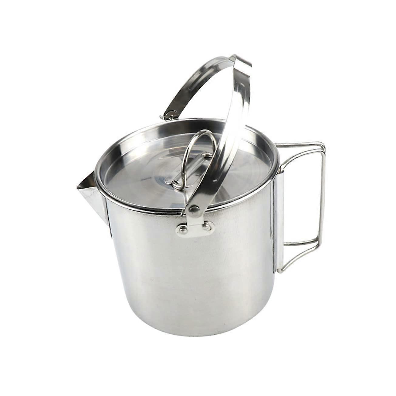 Water kettle for camping and picnic outdoor kettle with foldable lid and spout for hot water and soups