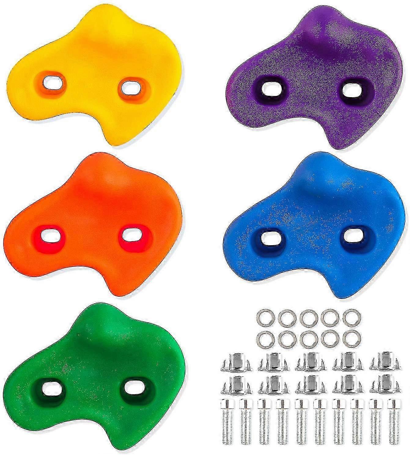 colored climbing holds set for kids, 10 pieces with screws included, suitable for indoor climbing wall installation and enhancing children's