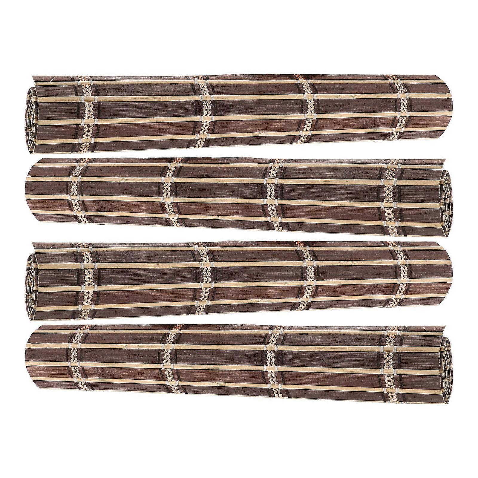 Bamboo Placemats Rustic Dining Table Decoration Rectangular Brown Heat Insulation 4Pcs
