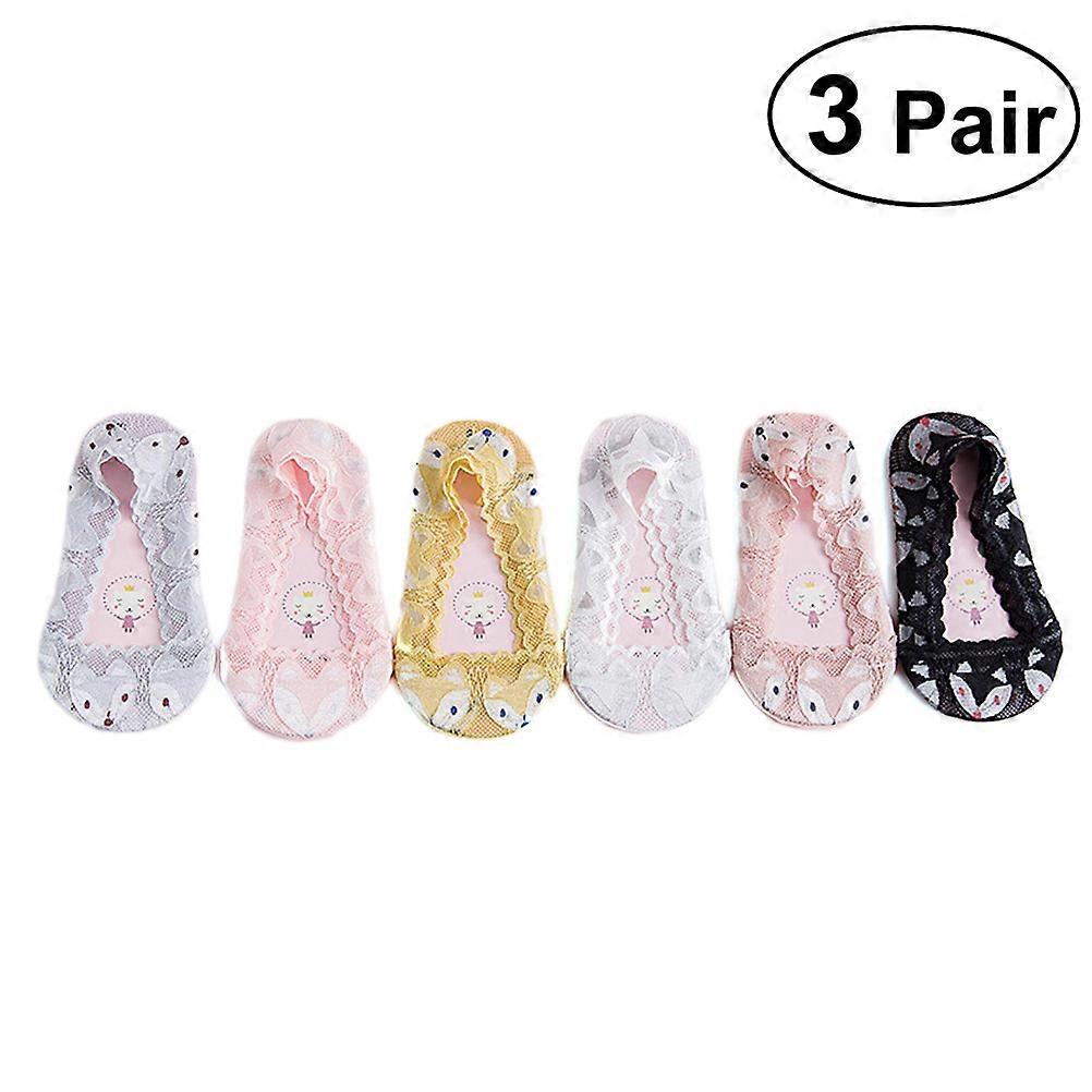 Kids Grip Socks Girls Ankle Socks Low Cut Ankle Line Style 3Pairs Size S for 2 4Y Assorted Color Anti Skid Function