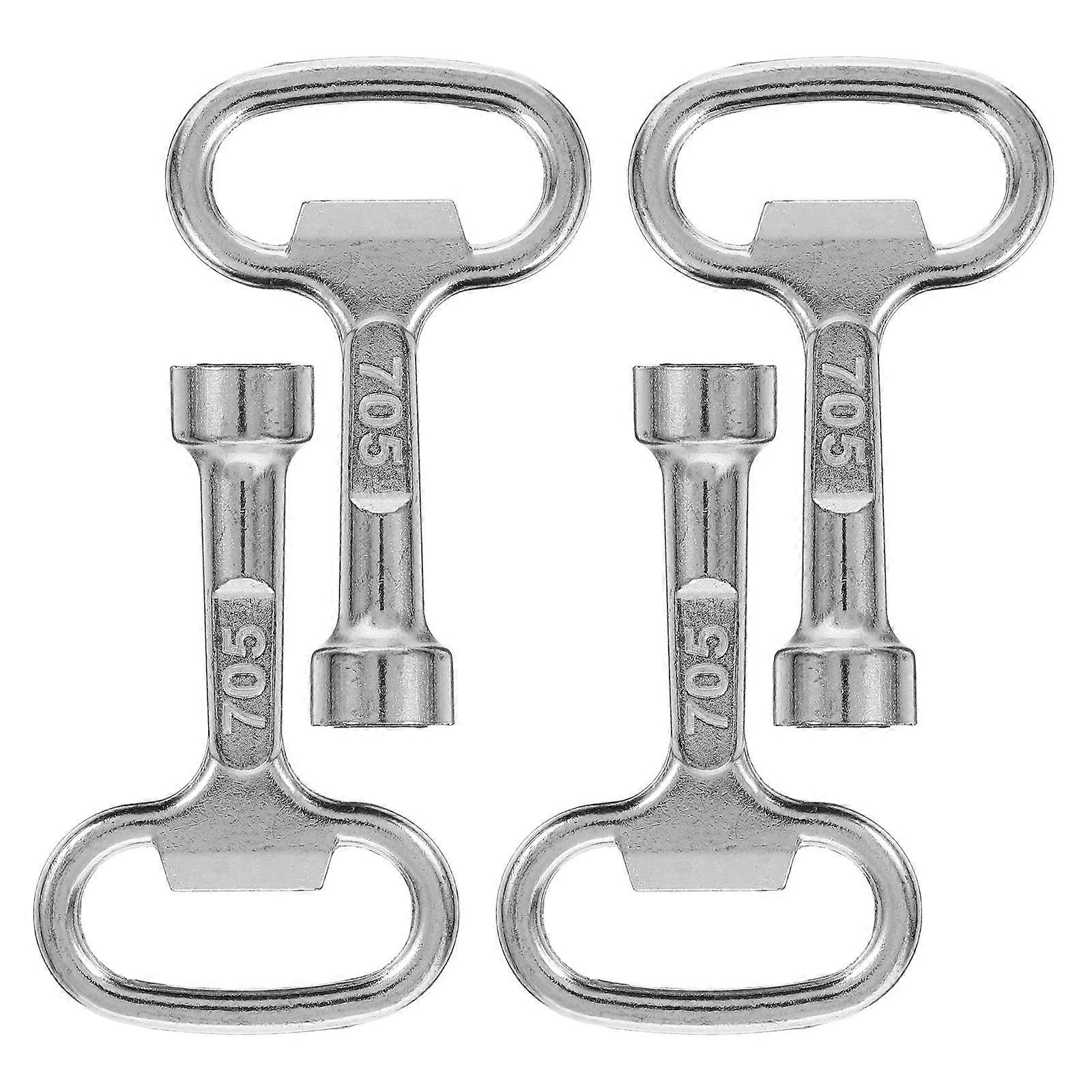 Mechanical Switch Keychain Metal Valve Key For Water Meter Box Faucet 4Set