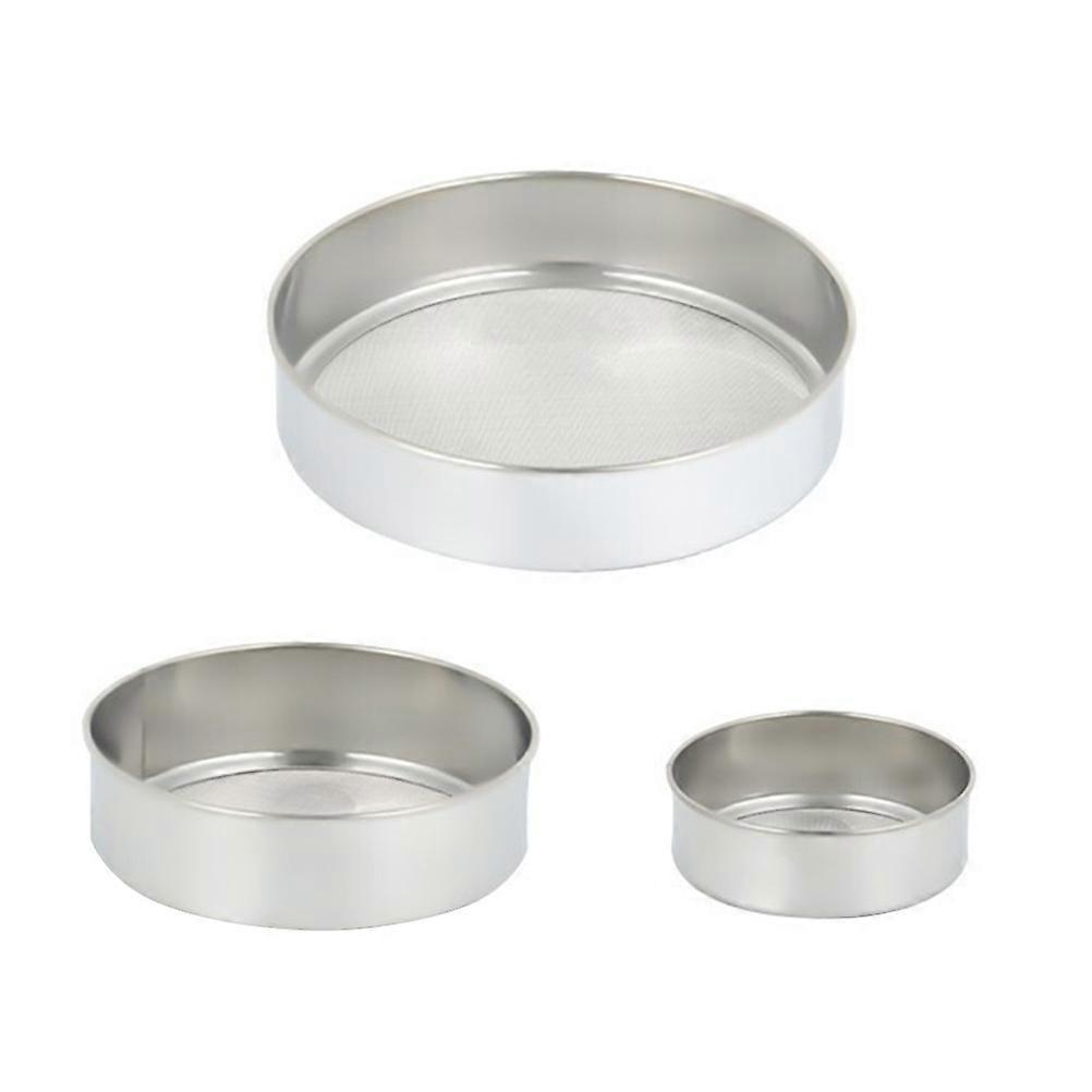 Stainless Steel Flour Sieve Set   3pcs Baking Strainer with Fine Mesh for Efficient Powder Straining, Easy Cleaning and Storage