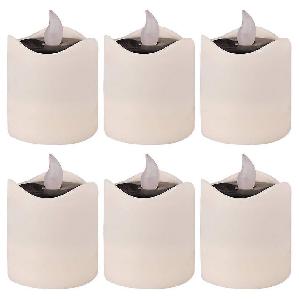 Flickering Tea Lights Solar Flameless Candle Lamps Anti Splash Automatic On Off Sensor 6Pcs