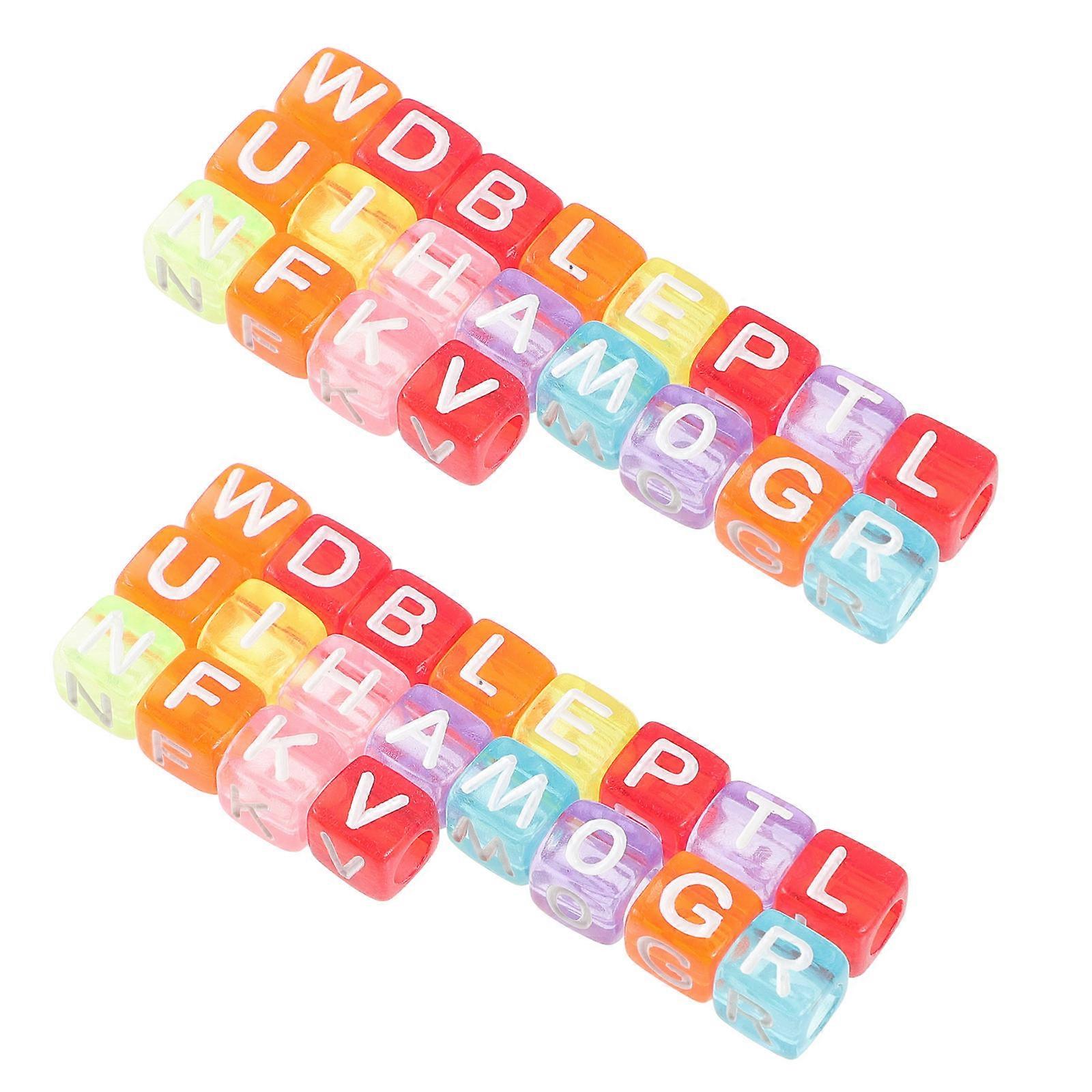 Beads With Letters Colorful Beads Diy Crafts Jewelry Making Diy Projects Assorted Color 0.5x0.5cm Square 50Pcs