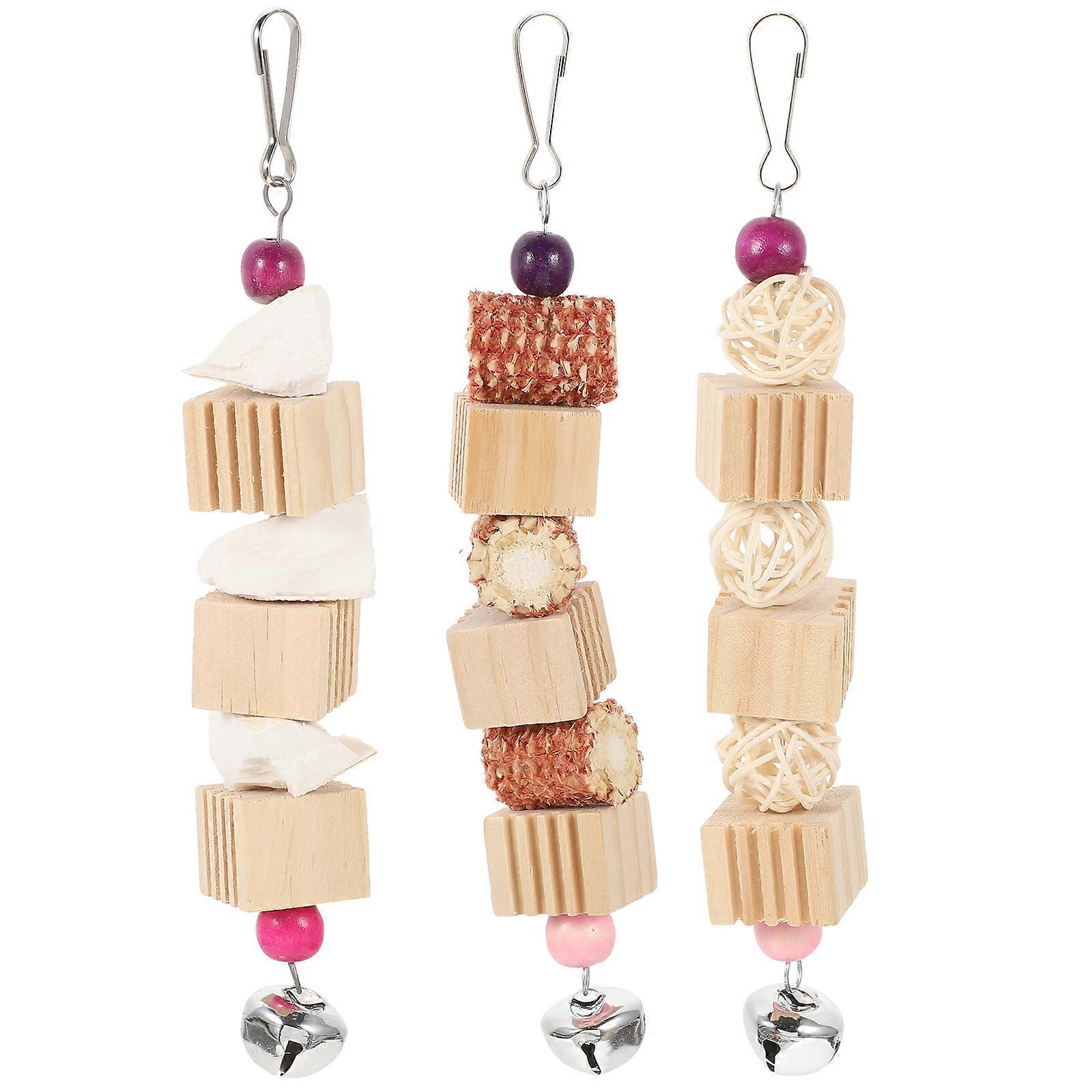 Parrot Nibbling Toy Made of Synthetic Material for Pet Use Assorted Color Lightweight and Durable 3pcs