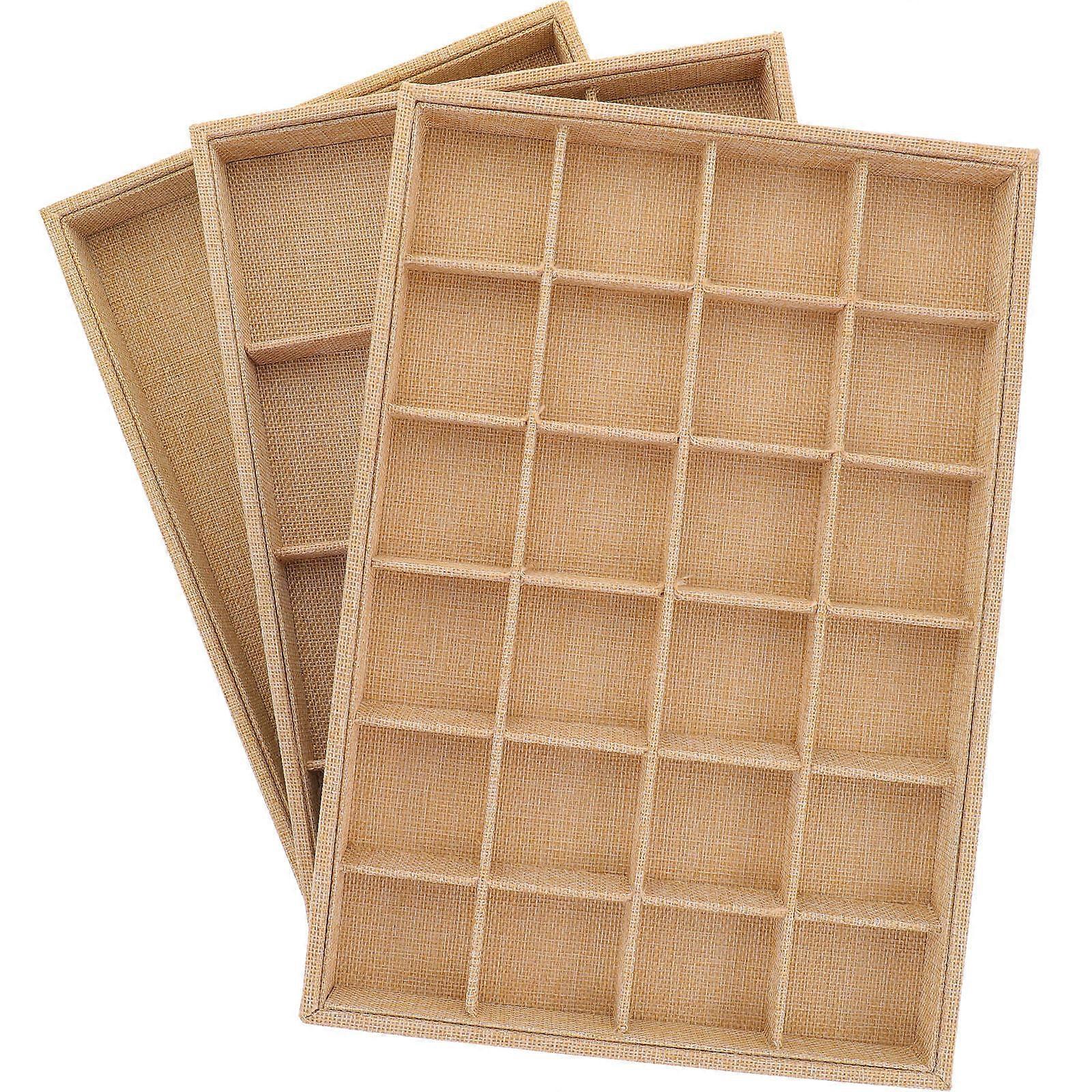 ジュエリーオーガナイザートレイ積み重ね可能なジュエリー管理トレイストアディスプレイウッド35x24x3cm収納3個