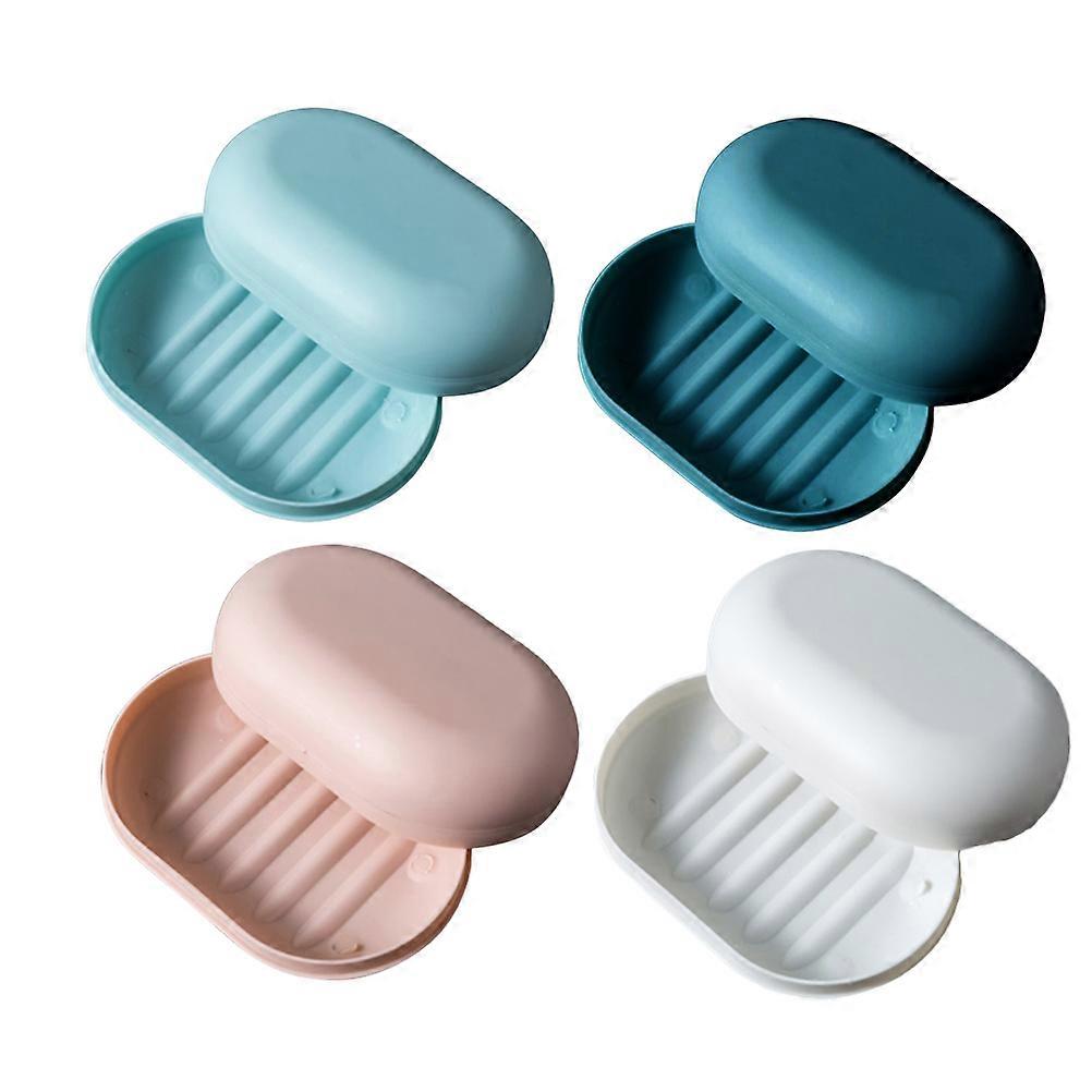 4pcs Travel Soap Boxes with Lid Leakproof Oval Soap Holders for Bathroom, Kitchen & Dormitory Use Easy to Clean & Portable Design