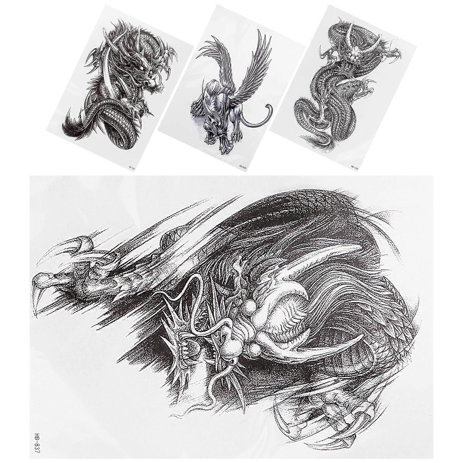 Dragon Stickers Temporary Show Personality For Young Adults 4 Sheets