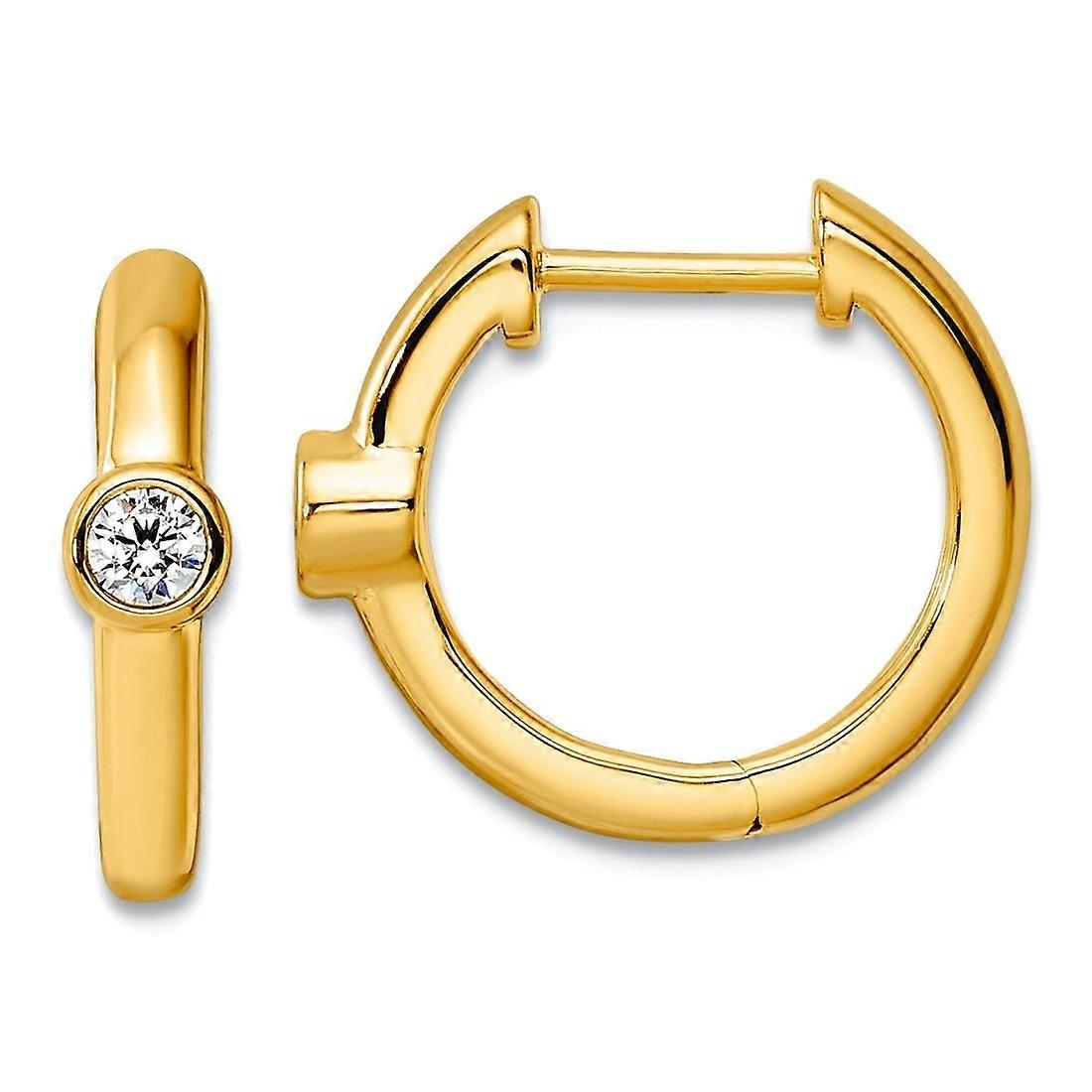 14Kソリッドイエローゴールド1 / 8ctラボグロウンダイヤモンドデフヒンジ付きフープイヤリング女性用2mm厚フープイヤリング